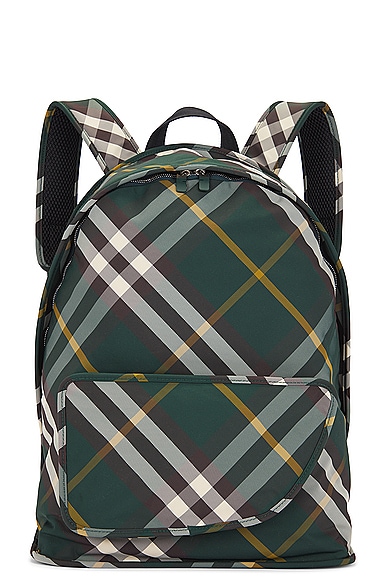 Shop Burberry Check Pattern Backpack In Ivy