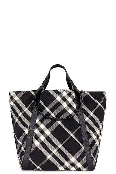 Shop Burberry Tote Bag In Black & Calico