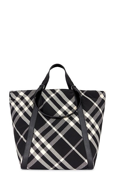 Shop Burberry Tote Bag In Black & Calico