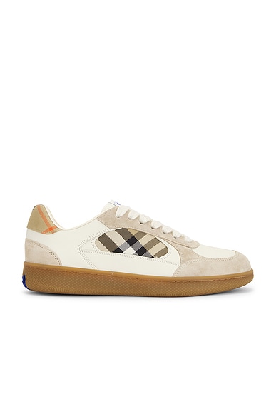 Burberry Terrace Mix Sneaker in Beige, Grey, & Sandcheck
