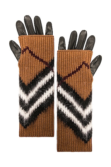 Shop Burberry Chevron Glove In Dark Birch Brown