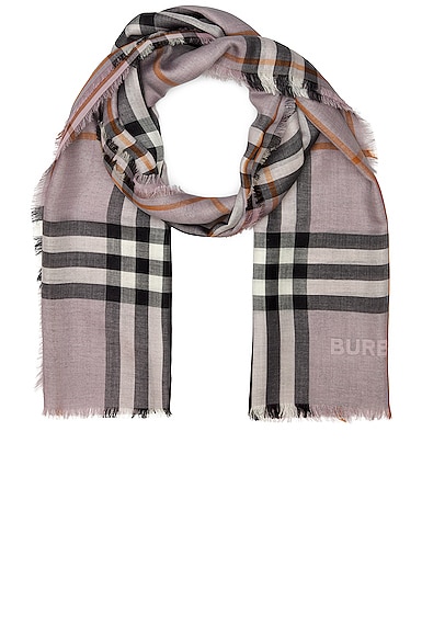 Burberry Check Cashmere Scarf in Lavender