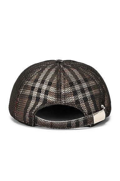 Shop Burberry Mesh Baseball Hat In Beige Check & Black