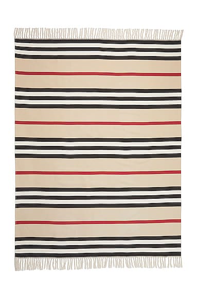 Burberry Icon Stripe Cotton Blanket In Archive Beige