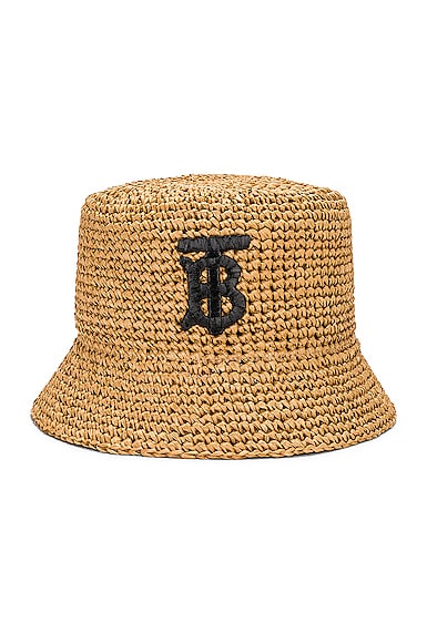 Burberry Bucket Hat in Black & Beige