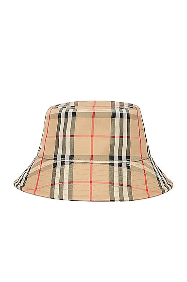 Burberry Check Bucket Hat in Beige