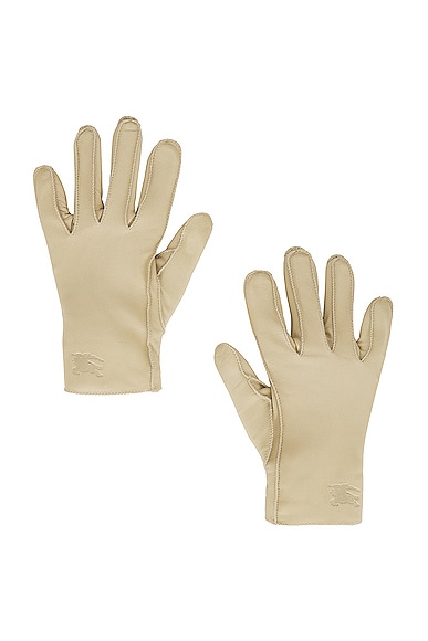 Plain Cold Weather Leather Gloves in Beige