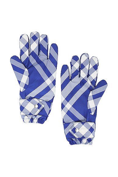Shop Burberry Tri Bar Check Cold Weather Nylon Gloves In Knight