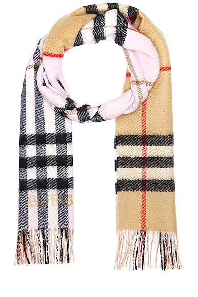 Burberry Giant Check Scarf in Archive Beige & Candy Pink