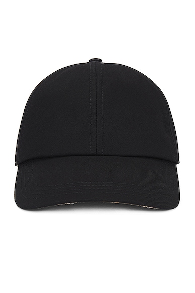Burberry Check Lined Baseball Hat in Black