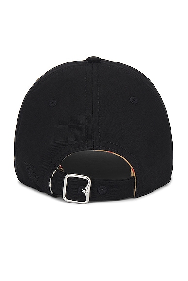 Shop Burberry Check Lined Baseball Hat In Black