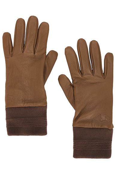 Burberry Leather Gloves in Hazel