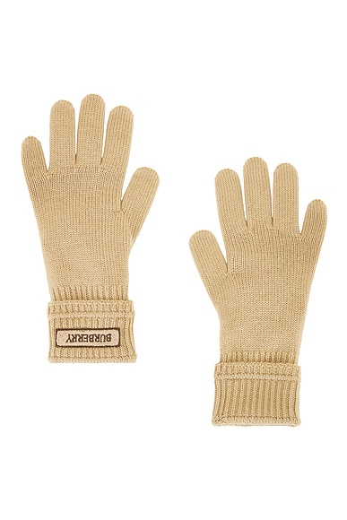 Burberry Logo Patch Gloves in Sand