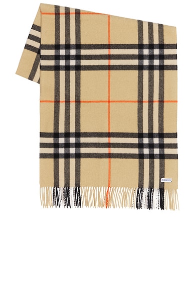 Burberry Giant Check Cashmere Scarf in Sand