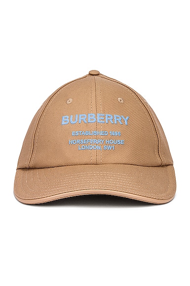 Burberry Horseferry Motif Baseball Cap in Soft Fawn