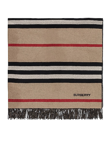Burberry Solid to Stripe Blanket in Beige