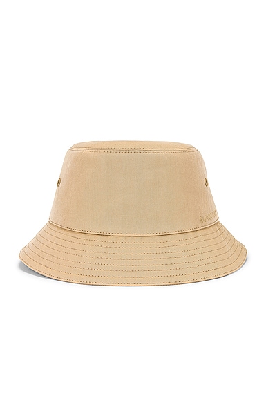 Burberry Cotton Gabardine Bucket Hat in Tan