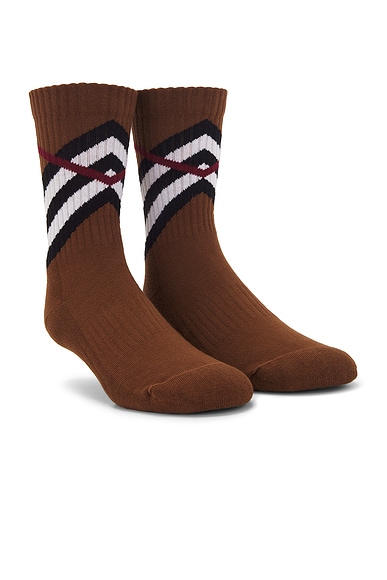 Chevron Sports Sock in Brown