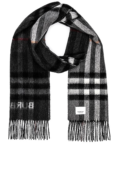 Burberry Giant Check Lateral Split Scarf in Charcoal