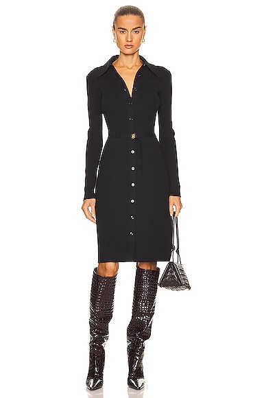 Burberry Kelsee Knitted Shirt Dress in Black