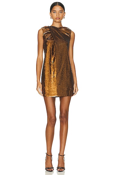 Burberry Anais Mini Dress in Metallic Bronze