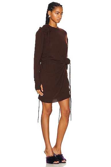 Shop Burberry Draped Long Sleeve Dress In Treacle