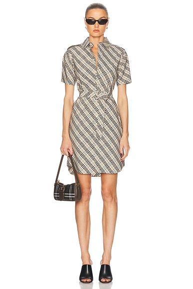Burberry Shirt Dress in Husk IP Check