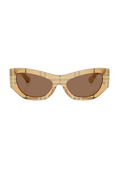 Burberry Check Cat Eye Sunglasses in Check Beige