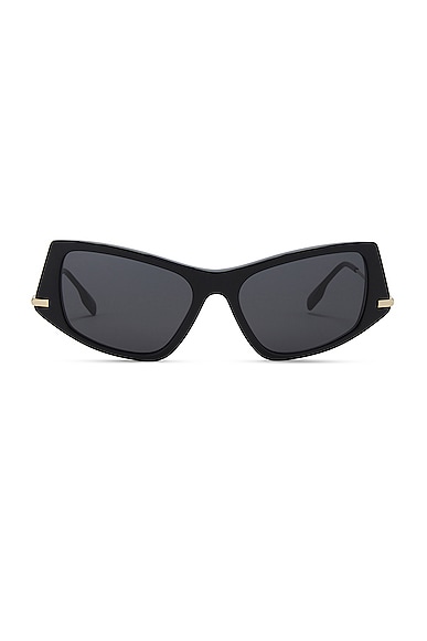 Burberry Rectangle Sunglasses in Black & Light Gold