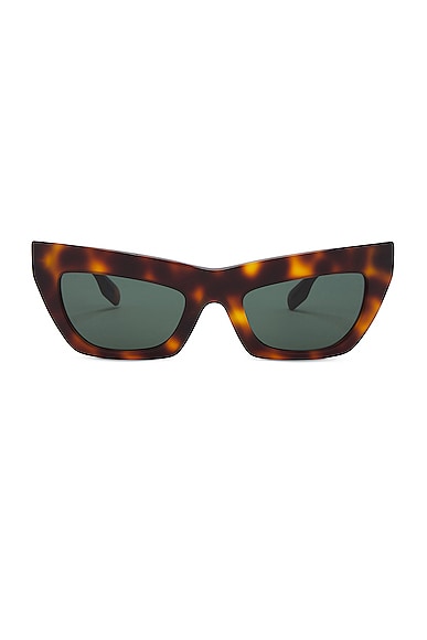 Burberry Cat Eye Sunglasses In Light Havana & Dark Green