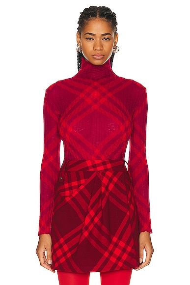 High Neck Sweater in Red