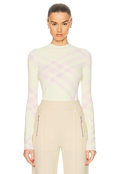 Shop Burberry Knit Sweater In Sherbert Check