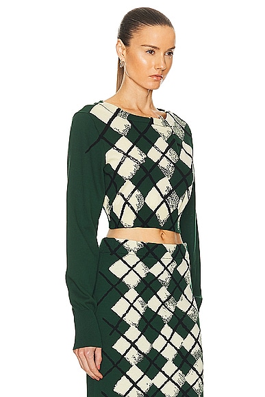 Shop Burberry Crop Sweater In Ivy