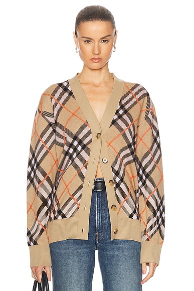Burberry Long Sleeve Cardigan in Sand IP Check