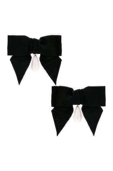 Burberry Bow Earrings With Pearl Drop in Black