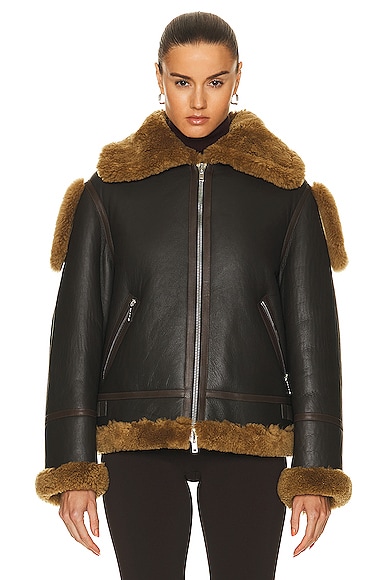 Shop Burberry Shearling Coat In Otter