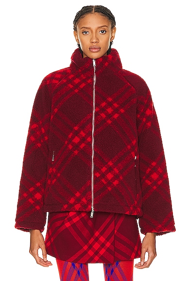 Shop Burberry Fleece Jacket In Ripple Ip Check