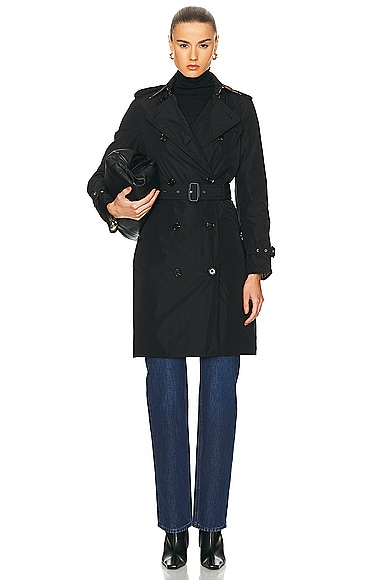 Shop Burberry Kensington Belted Trench Coat In Black