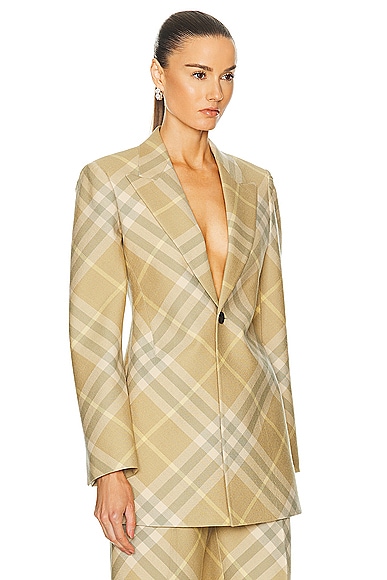 Shop Burberry Tailored Coat In Flax Check