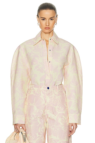 Shop Burberry Button Up Jacket In Cameo Pattern