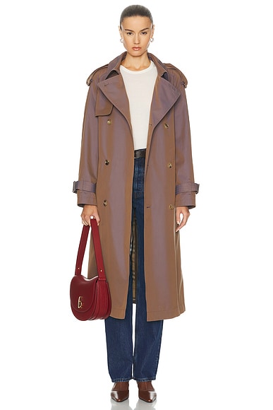 Shop Burberry Belted Trench Coat In Dusk