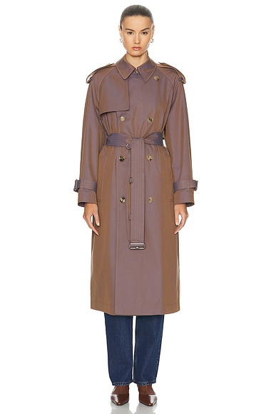 Shop Burberry Belted Trench Coat In Dusk