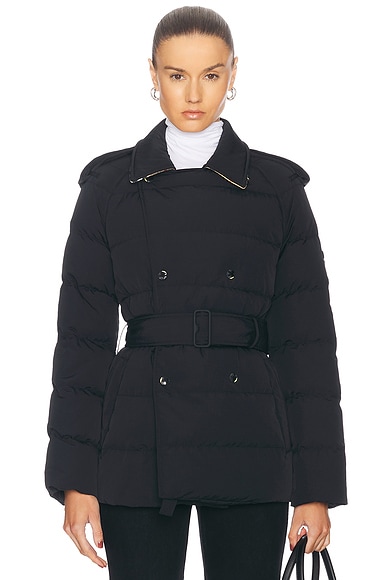 Burberry Puffer Coat in Black & Sand Ip Check