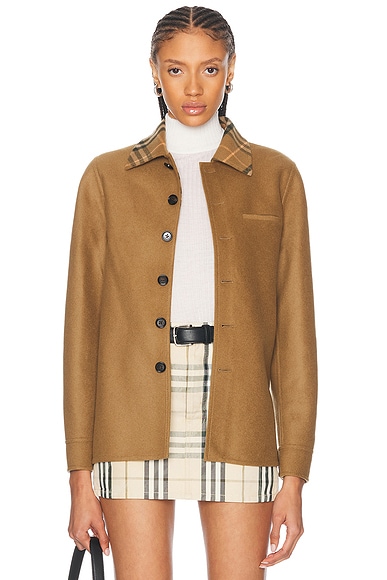 Burberry Button Up Jacket in Shrew Ip Check