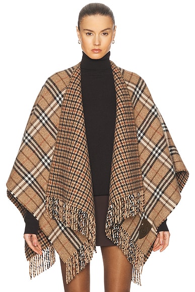 ポンチョ・ケープ GIOVI FW24 Wool and cashmere poncho (P2410VO 98 MOCA) Cashmere-wool Blend Poncho For Women | J.Crew