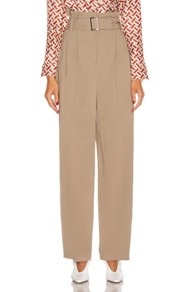 Burberry Swanage Ruffled Waisted Pant in Warm Taupe | FWRD