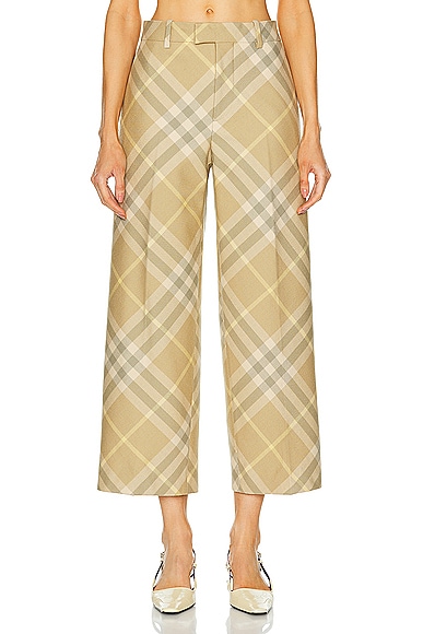 Shop Burberry Tailored Trouser In Flax Check
