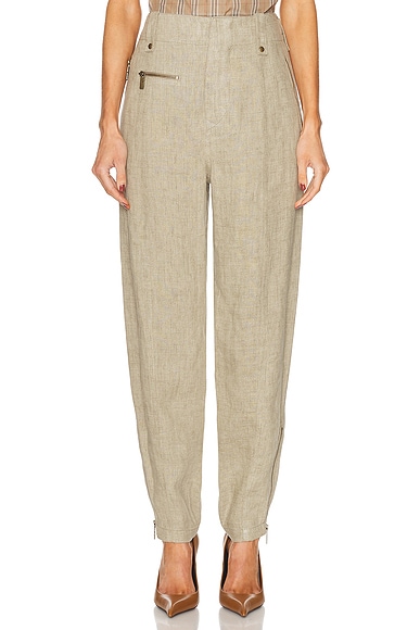 Burberry Straight Leg Trouser in Khaki & Milk