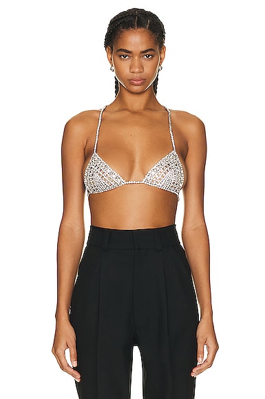 Burberry Crystal Bra Top In Silver