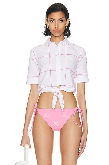 Burberry Cropped Shirt in Bubblegum Pink Ip Pattern